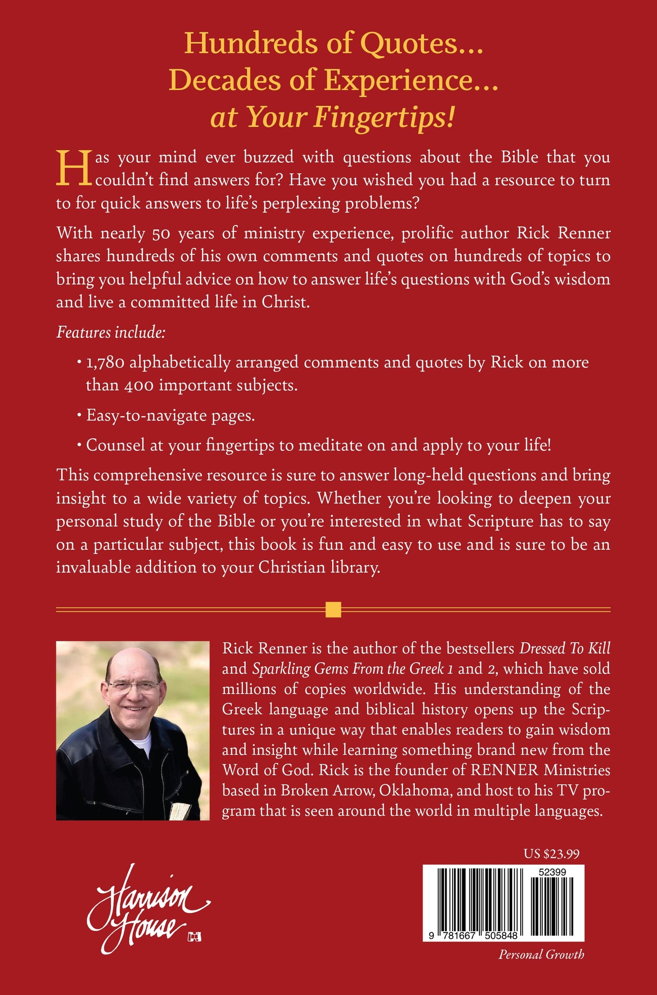 Renner A to Z: Quotes and CommentsComments and Quotes by Rick Renner on 400 Bible Topics A to Z! by Rick Renner on Bible Topics A to Z! Paperback – June 4, 2024 Renner A to Z: Quotes and CommentsComments and Quotes by Rick Renner on 400 Bible Topics A to Z! by Rick Renner on Bible Topics A to Z! Paperback – June 4, 2024