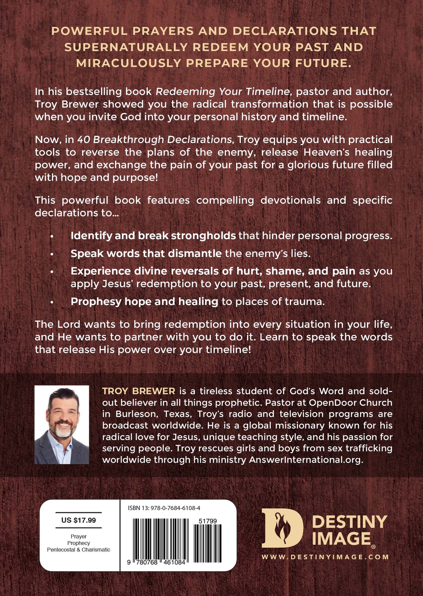40 Breakthrough Declarations: Powerful Prayers to Heal Past Hurts, Make Future Provision, and Invite Jesus into Your Timeline Hardcover – January 18, 2022 by Troy Brewer  (Author) 40 Breakthrough Declarations: Powerful Prayers to Heal Past Hurts, Make Future Provision, and Invite Jesus into Your Timeline Hardcover – January 18, 2022 by Troy Brewer  (Author)
