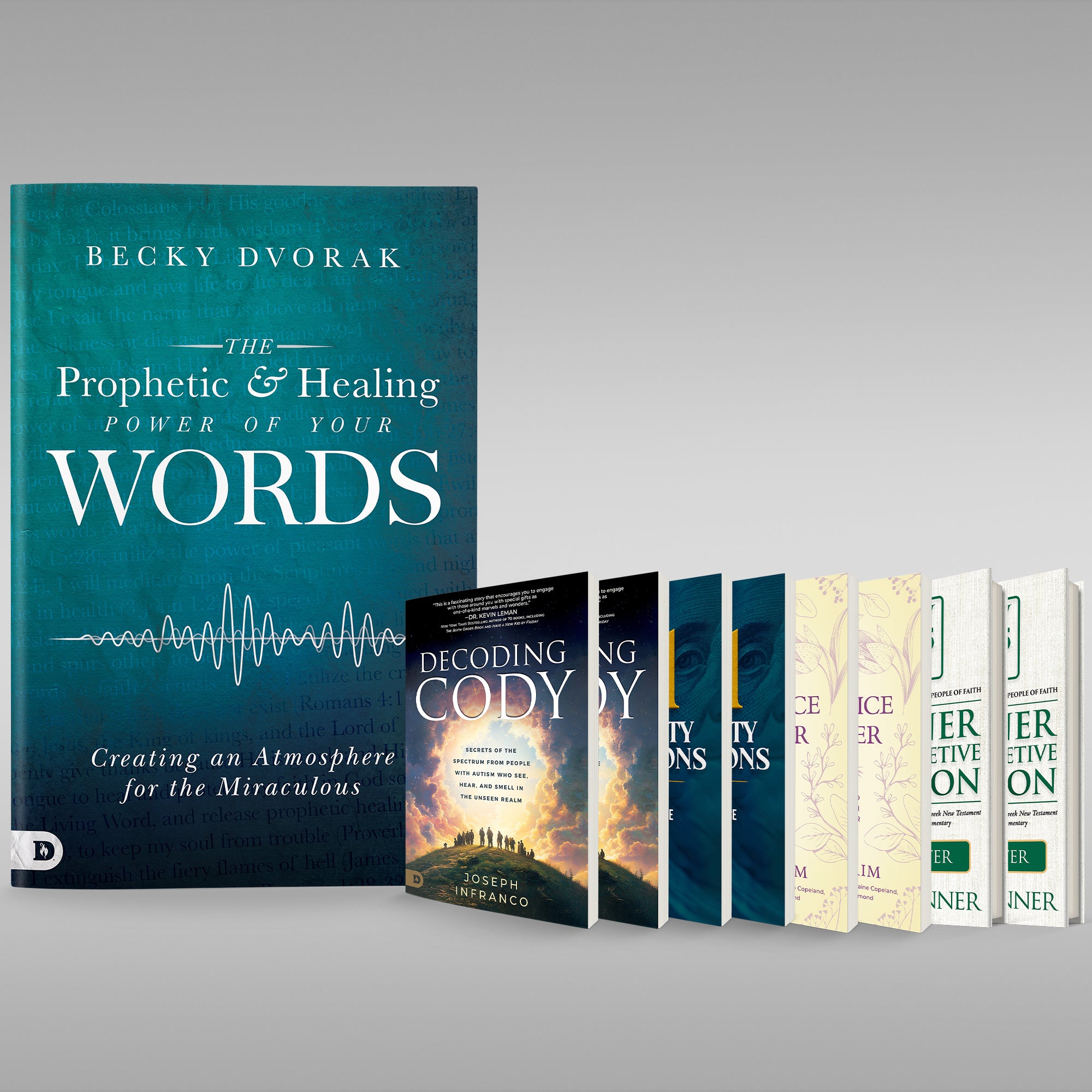 Combined Publishers New Release Program Contains (2 - Decoding Cody, 2 - 101 Prosperity Confessions,  2 - RIV: 1 and 2 Peter, 2 - Raising Your Voice in Prayer) + Plus Free Gift