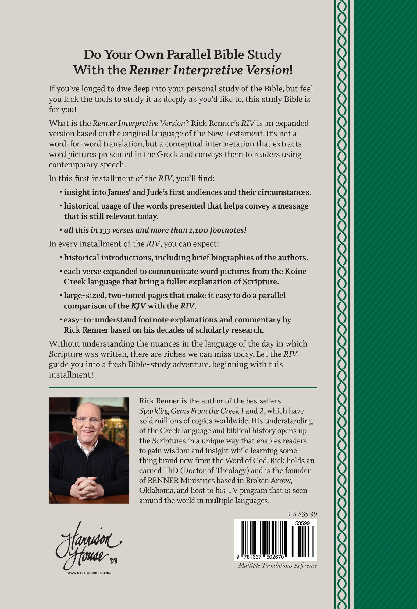 Renner Interpretive Version 1 and 2 Peter: A Conceptual Interpretation of the Greek New Testament With Footnotes and Commentary Hardcover – November 4, 2025