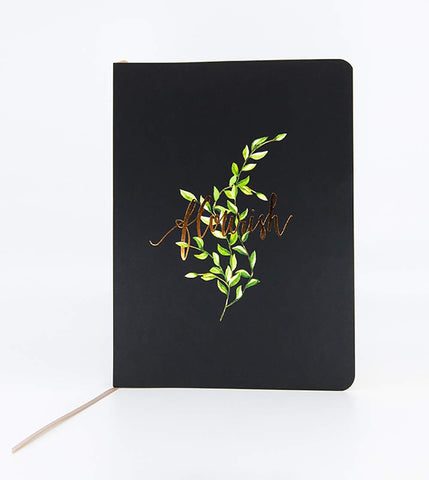 The Grove Journal, Flourish (Black): Soft-touch 160 Page Lined 5.5” x 7.5” Journal (Diary, Notebook) Paperback – October 15, 2019
