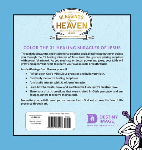 Blessings from Heaven Adult Coloring Book: Color the Healing Miracles of Jesus Paperback – May 16, 2023